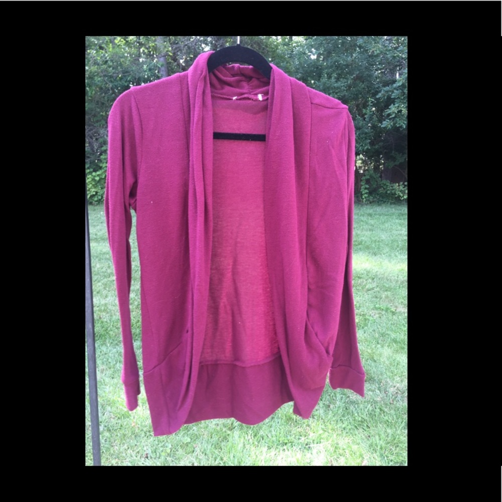 burgundy cardigan